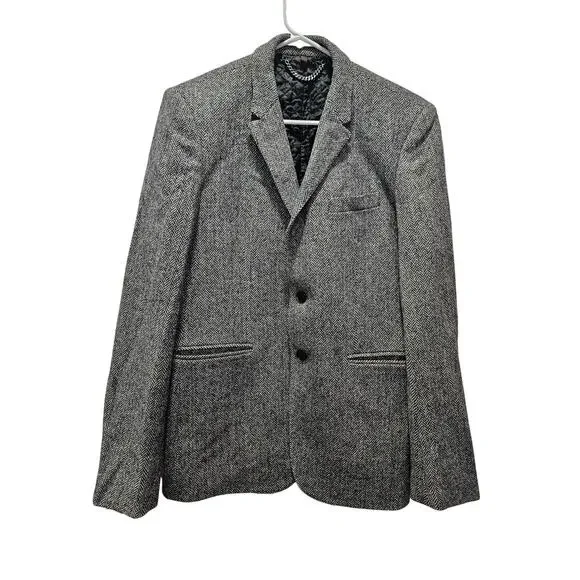 Burberry Men's Black Wool Tweed Suit Blazer Suit Jacket Size 52 - Picture 1 of 10